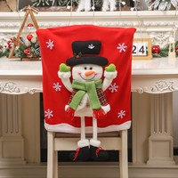 Housses de chaise de Noël avec motif Père Noël et bonhomme de neige pour banquets de mariage, salles à manger d'hôtel et décorations de fêtes