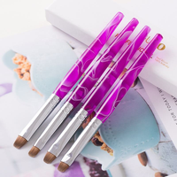 GUYO 2pcsPurple Color Pinceaux à ongles en bois de santal Stylo de peinture serti pour acrylique Gel UV DIY Nail Art Manucure Tools