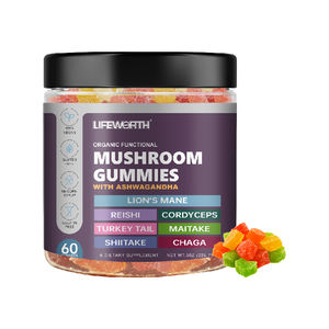 LIFEWORTH Marque distributeur Nootropiques Supplément énergétique Vegan Cordyceps Lions Crinière Champignon Gummies - Product Image 1