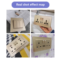 Enchufe Eléctrico Universal USB con Carga Rápida Inteligente Tipo-C de 18W, Estándar del Reino Unido, Interruptor de Luz de Pared de 1-4 Vías, Panel de Vidrio Dorado