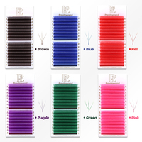 Cils synthétiques 2D-6D en forme de W, courbure C, volume naturel doux, bouquets pré-faits faits à la main avec dos en feuille, pour cils colorés