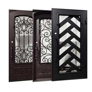 Portes d'entrée extérieures modernes en fer forgé, étanches, personnalisées, portail principal, entrée principale, revêtement poudré, insonorisées, thermiquement isolées - Product Image 4