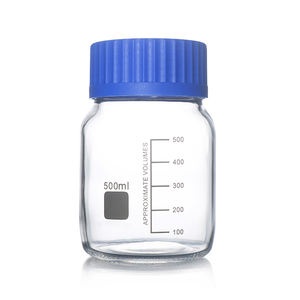 Botella de reactivo de vidrio de laboratorio GL80 de 1 litro de boca ancha de fábrica, tarro de Almacenamiento de medios de 1000ml con tapón de rosca azul - Product Image 3