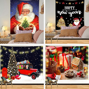 Père Noël Arbre de Noël Bonhomme de <span class=keywords><strong>Neige</strong></span> Tapisseries 52x60 Pouces Tenture Murale <span class=keywords><strong>Tapisserie</strong></span> de Noël pour Décor de Fête - Product Image 1