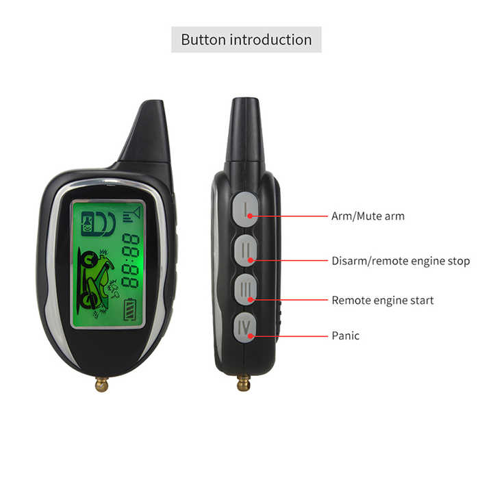 EASYGUARD2 Way LCD Pager Display Motorcycle Alarm Remote Engine Start Motion Sensor Warning