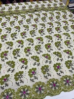 Nouvelle dentelle en voile de coton suisse brodée de strass, motif floral ajouré, dentelle guipure, tissu de dentelle, 2025