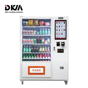 DKMカスタムスマート大型タッチスクリーンコンボ飲料食品ソフトドリンクとスナック自動販売機、クレジットカード現金コイン支払い付き