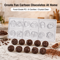 Moule à chocolat en polycarbonate motif dessin animé, 12 cavités rondes, qualité alimentaire, transparent, facile à démouler, outil de cuisson DIY pour bonbons