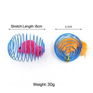 <strong>Cat</strong> Spring Toy Stretchable Interactive <strong>Cage</strong> with Fur Pure Color Mouse Rolling Ball <strong>Cat</strong> Interactive Toys - Product Image 4
