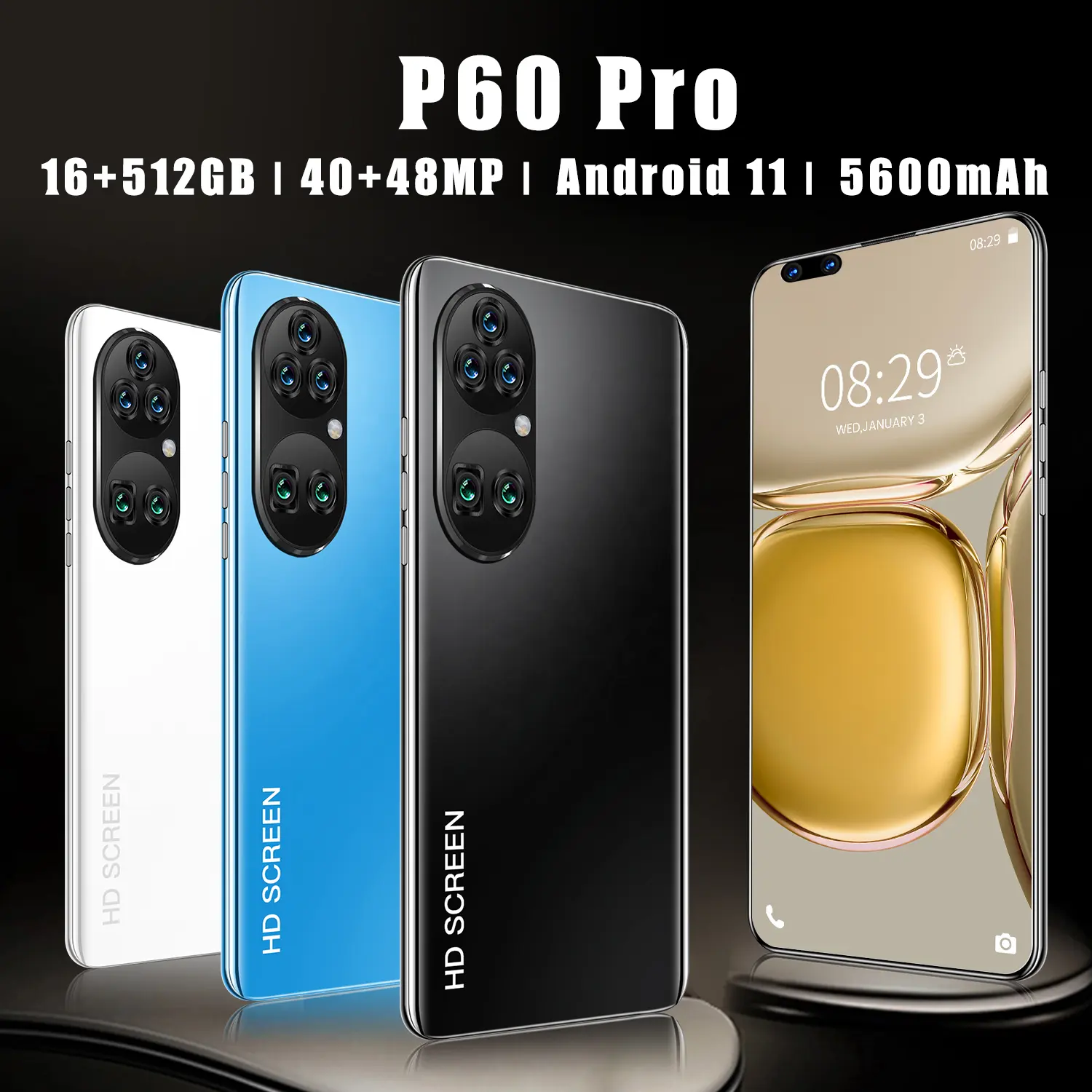 P60 pro hızlı teslimat orijinal akıllı telefon not 9 max 128g 8g Smartphone on çekirdek cep telefonu