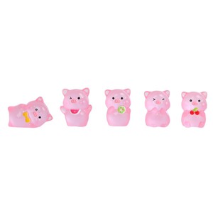 Figurine de cochon de dessin animé en résine, effet lumineux dans le noir, mini porte-clés animal, décoration d'intérieur, pour studio créatif DIY Rainbow Candy - Product Image 5