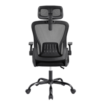 Chaise de bureau de direction ergonomique avec dossier haut en maille, appui-tête réglable, accoudoirs relevables et soutien lombaire confortable