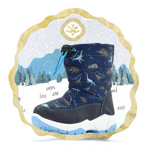Botas de Nieve Térmicas de Media Pantorrilla para Niños y Niñas, Antideslizantes, Ligeras, Sintéticas, Unisex, con Diseño de Dinosaurio Azul - Product Image 2