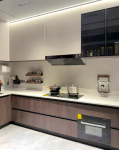 Meubles de cuisine modulaires modernes sur mesure Santopova, armoires murales en contreplaqué, porte en verre, dosseret, évier - Product Image 3