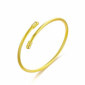 Nouveau Bracelet Élastique Torsadé Ouvert en Acier Inoxydable Argent, Or et Or Rose de 3 mm de Diamètre (63 mm) pour Hommes et Femmes - Product Image 6