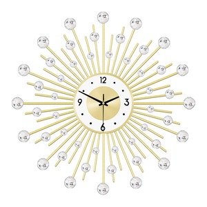 <b>Modern</b> Metal Crystal <b>Wall</b> <b>Clock</b> Silent Quartz Analog Round Hanging <b>Clock</b> for Living Room Home Decor - Product Image 4