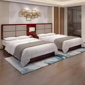 Full Hotel Bedroom Furniture Sets Single <b>Twin</b> <b>Bed</b> <b>Frame</b> With Headboard Nightstands TV Cabinet Wardrobe For 3 Star Hotel Project - Product Image 1