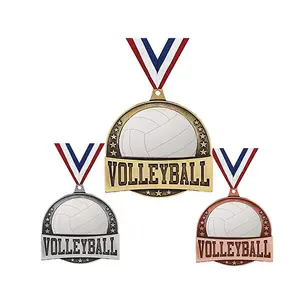 Monnaie de médaille sportive de compétition de volley-ball en gros avec LOGO imprimable