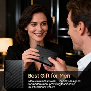 Anti-theft RFID Men's <b>Wallet</b> Ultra-thin Carbon Fiber Multi-card Slot Card Holder Portable Flip-top Pop-out <b>Metal</b> Card Holder - Product Image 2