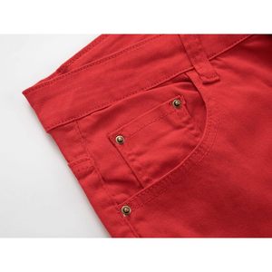 2025กางเกงยีนส์ผู้ชายเอวสูงทรงตรงบูททรงตรงรัดรูปผ้ายืดใส่สบายสีเขียวแดงเข้มทรงหลวม - Product Image 5