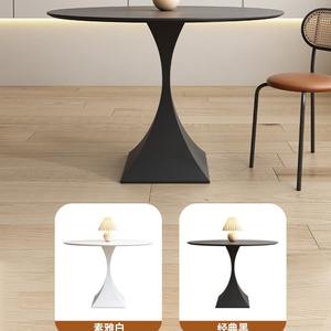Mesa de Comedor Redonda con Base de Metal Negro, Diseño Minimalista, Estructura Estable, Estilo Artístico para Hogares Pequeños - Product Image 5