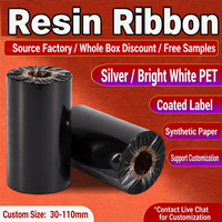Pita Resin Ultra Tahan Lama 110*300 untuk Tag RFID Anti Logam UHF, Pita Transfer Termal untuk Label Aset Film PET Cangkang Keras ABS