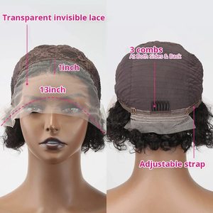 Perruques Lace Front courtes bouclées Perruques <span class=keywords><strong>cheveux</strong></span> humains 13X1 <span class=keywords><strong>coupe</strong></span> Pixie perruques <span class=keywords><strong>cheveux</strong></span> humains courts <span class=keywords><strong>bouclés</strong></span> perruques courtes pour les femmes <span class=keywords><strong>cheveux</strong></span> humains couleur naturelle - Product Image 6