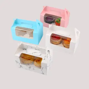 صندوق كعك من الورق المقوى بسعر رخيص آمن على الغذاء صندوق مخبوزات مزود بفتحة شفافة