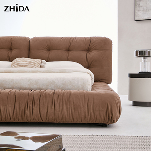 Ensemble <span class=keywords><strong>de</strong></span> meubles <span class=keywords><strong>de</strong></span> chambre à coucher modernes en gros, <span class=keywords><strong>lit</strong></span> <span class=keywords><strong>de</strong></span> luxe en velours <span class=keywords><strong>marron</strong></span> plissé avec tête <span class=keywords><strong>de</strong></span> <span class=keywords><strong>lit</strong></span> rembourrée - Product Image 5