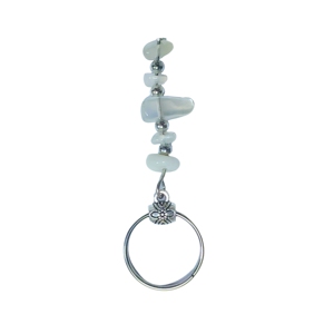Handmade Moonstone Gravel Keychain Natural White Gemstone Chip Key <b>Ring</b> for Bag & Car Spiritual Gift - Product Image 1