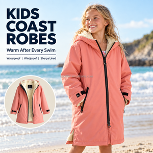 Bata de Cambio para Niños OEM con Costuras Selladas, Impermeable, Cortavientos, Forro Sherpa, Parka de Natación, Abrigo Personalizado con Logotipo de Equipo - Product Image 1