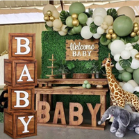 Décorations de boîte de baby shower 2026 pour garçons et filles, ensemble de 4 pièces, blocs en bois grainé avec lettres BABY, livraison directe pour baby shower