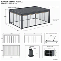 Pergola moderne en aluminium robuste de 120 mm, à lames orientables, imperméable, série E, motorisée, pour hôtel commercial, balcon, toit
