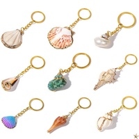 Porte-clés en métal doré, pendentif coquillage de plage, accessoire artisanal, anneau pour clés de voiture