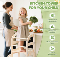 Tabouret de cuisine pour tout-petits en forme de voiture, tour d'apprentissage avec tableau noir, tabouret de cuisine en bois, chaise et table pliables