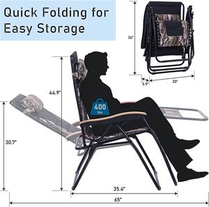 Sillón de camuflaje acolchado Zero Gravity, talla grande <span class=keywords><strong>XL</strong></span>, reposabrazos ancho, reclinable ajustable con portavasos - Product Image 4