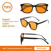 Gafas de Sol Cuadradas Grandes de Moda Sunray, Montura Ligera TR90, Lentes de PC Naranjas, Alivio de la Fatiga Ocular, OEM Unisex, Venta al por Mayor, Anti Luz Azul para Adultos