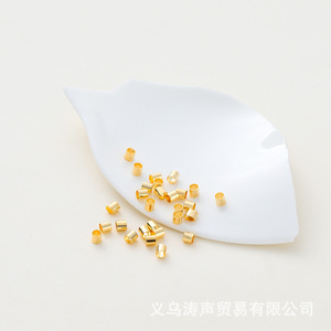 Gold Plated <b>Copper</b> Tube Beads For <b>Bracelet</b> Making Flat Round Jewelry Findings 14K Color Preserving Genuine Gold DIY Accessories - Product Image 2