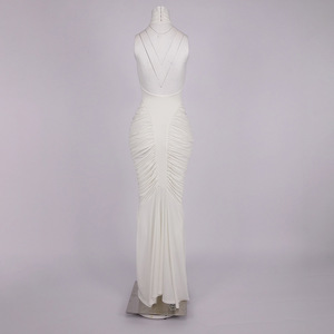 Abito da sera lungo sexy con scollo all'americana da donna, <span class=keywords><strong>vestito</strong></span> elegante aderente per feste, abito da sirena per matrimoni, banchetti e discoteche - Product Image 3