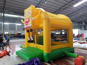 Castello gonfiabile a tema <span class=keywords><strong>SpongeBob</strong></span> del fumetto dei bambini, casa di rimbalzo gonfiabile divertente quadrata gialla - Product Image 2