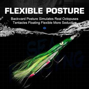 Hameçon de pêche au calmar TEASER HK025 6/0 8/0 Triple Rig Assist Hook Octopus Squid Skirts Jig Soft Fishing Lure - Product Image 4