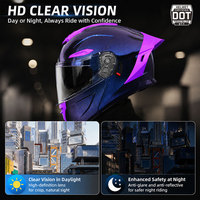 Casque de moto modulaire léger, casque relevable, coque ABS, amortisseur EPS, double visière, spoiler arrière amélioré, réservé
