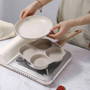 Sartén Cuadrada Multifuncional Antiadherente de Aluminio Fundido a Presión con Mango de Madera y Base de Acero Inoxidable de 1-2L para Cocinar Huevos y Hamburguesas - Product Image 2