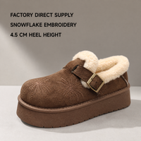 Bottes d'hiver chaudes pour femmes, style mules, doublure en fausse fourrure, plateforme, sabots brodés, logo personnalisé, emballage