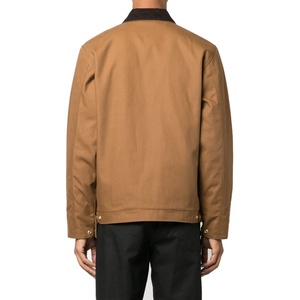 Chaqueta de Trabajo Personalizada para Hombre, Corte Cuadrado, Estilo Carpintero, Chaqueta de Lona Detroit de Alta Calidad, 100% Algodón, con Cierre y Cuello en Contraste - Product Image 4