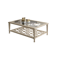 Table basse en verre de luxe léger, table à thé pour salon, table centrale rectangulaire en bois massif, mobilier pour salon et hôtel.