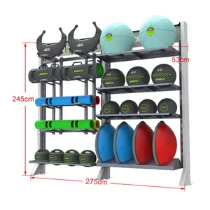 健身器材配件商用多功能配重板哑铃杆壁式健身球储物训练健身架