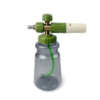 PROWORKZ Lance à mousse transparente grise manuelle de qualité supérieure, canon à mousse de neige personnalisé, pulvérisateur de savon pour lavage de voiture, 1L, PP et acier inoxydable