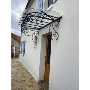 Pergola Classica in <span class=keywords><strong>Ferro</strong></span> Battuto su Misura con Tetto in <span class=keywords><strong>Vetro</strong></span> Temperato, Telaio Zincato a Caldo, Finitura Nera - Product Image 1