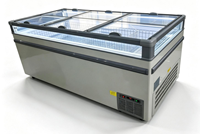 Congélateur coffre de présentation pour supermarché, refroidissement direct, pour fruits de mer surgelés, glaces, pizzas, -18~ -22°C, contrôle numérique, certifié CE